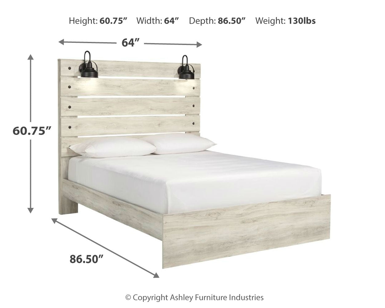 Cambeck Whitewash Queen Panel Bedroom Set with Dresser, Mirror and Nightstand