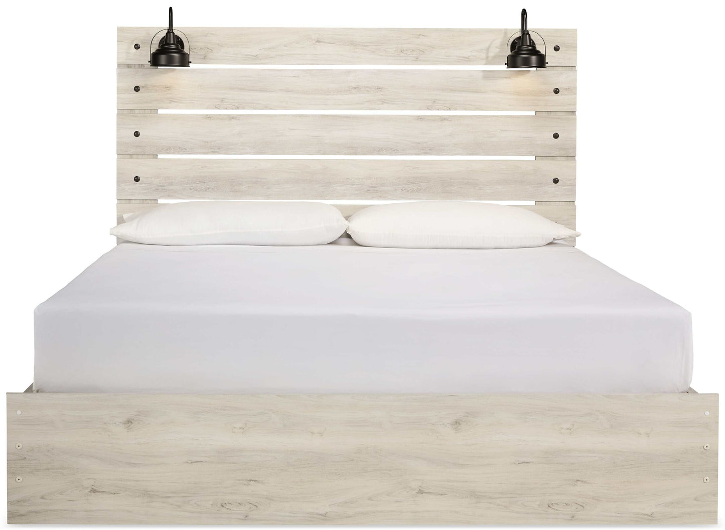 Cambeck Whitewash King Panel Bed w/ 2 Storage Drawers