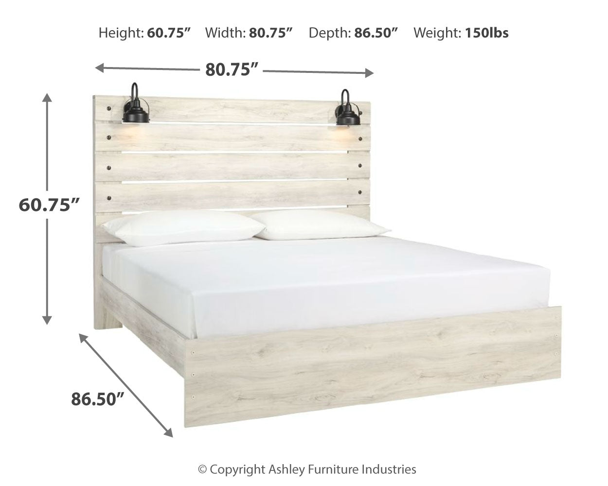 Cambeck Whitewash King Panel Bedroom Set with Dresser, Mirror and Nightstand