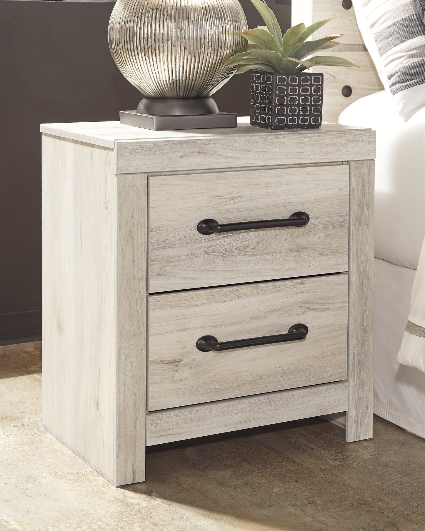 Cambeck Whitewash Twin Panel Bedroom Set with Dresser, Mirror, Chest, and Nightstand