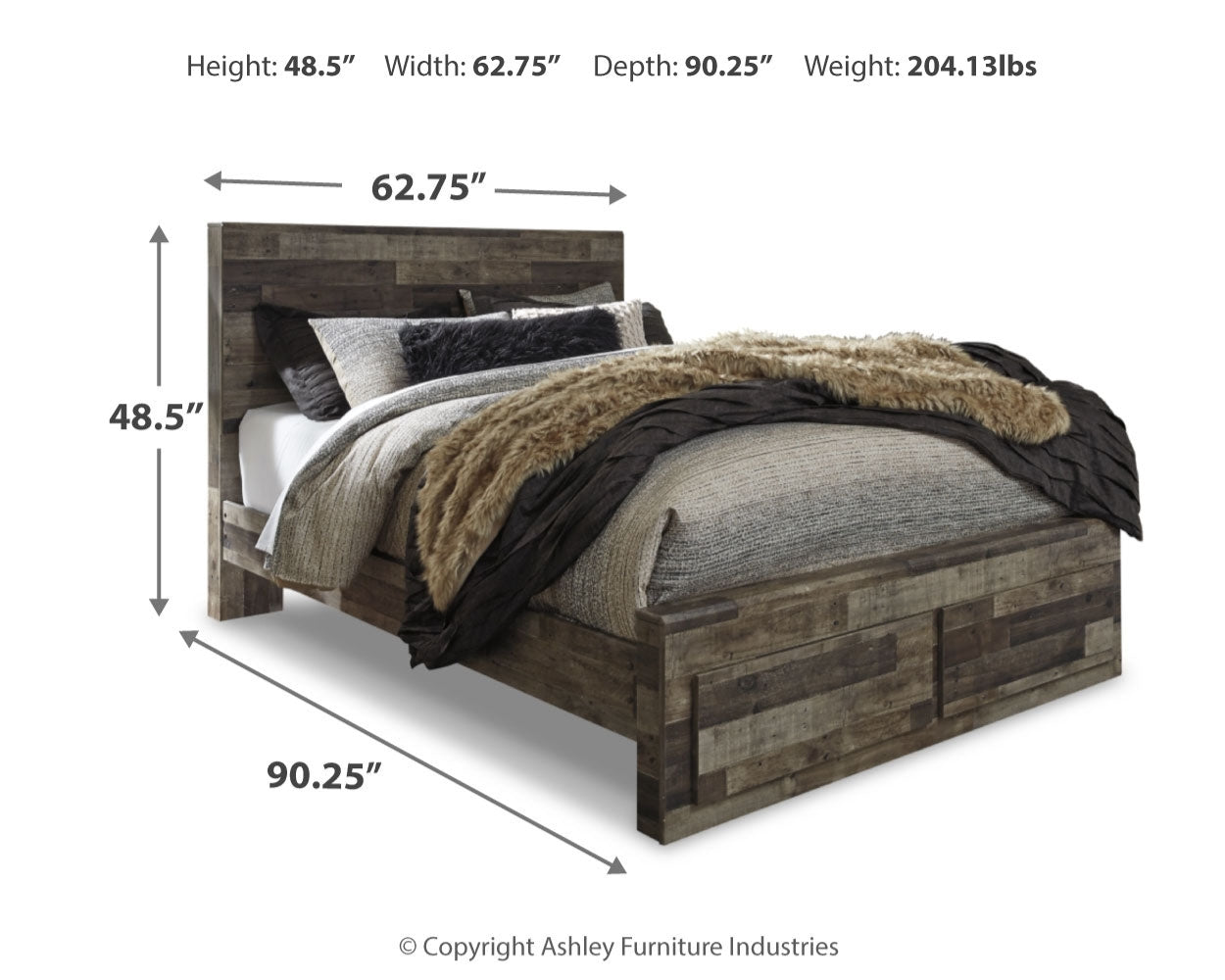 Derekson Multi Gray Queen Panel Storage Bedroom Set with 2 Nightstands