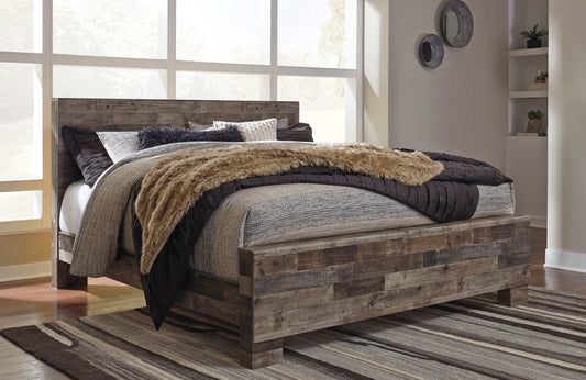 Derekson Multi Gray King Panel Bed