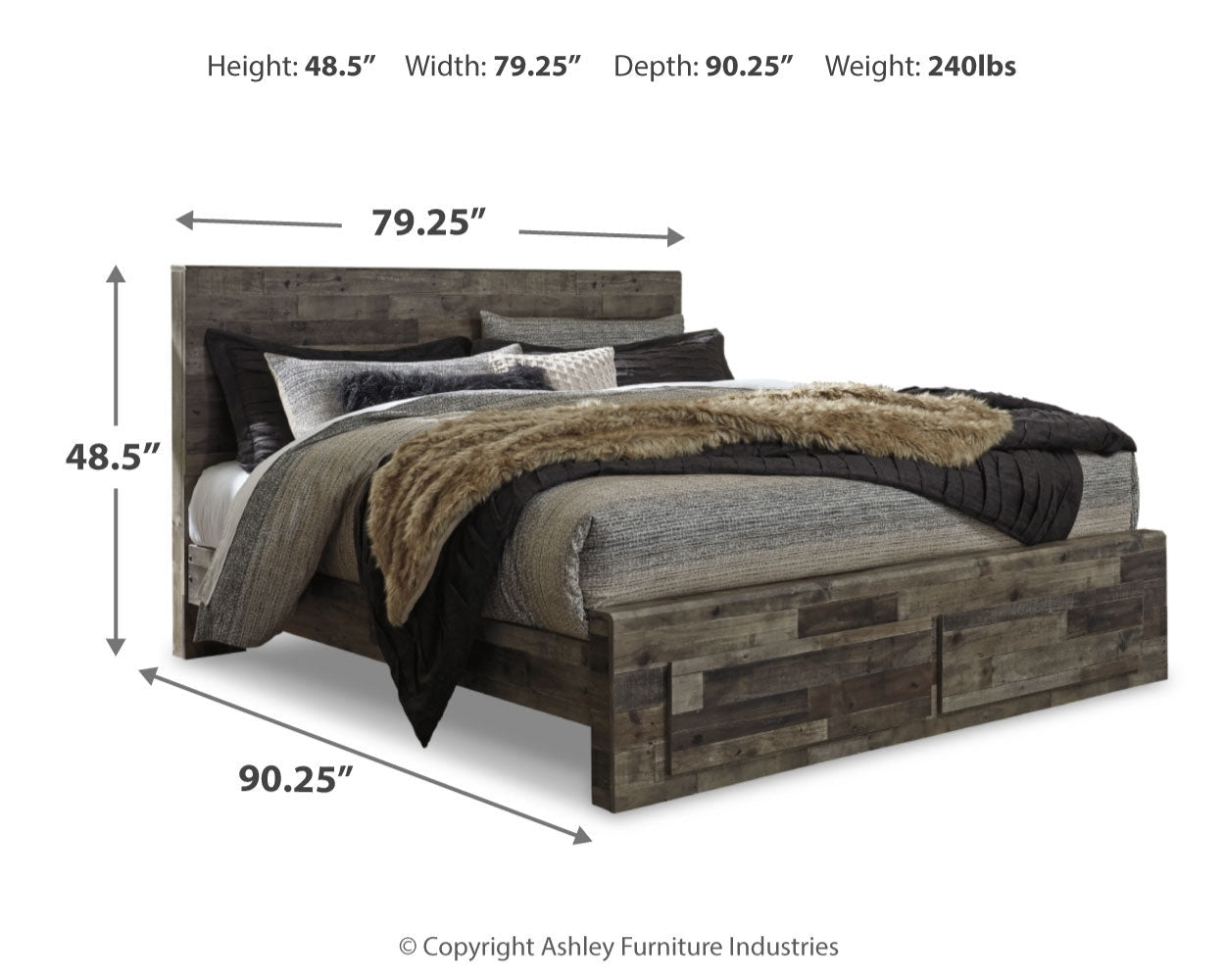 Derekson Multi Gray King Panel Storage Bedroom Set with Dresser, Mirror, Chest and 2 Nightstands