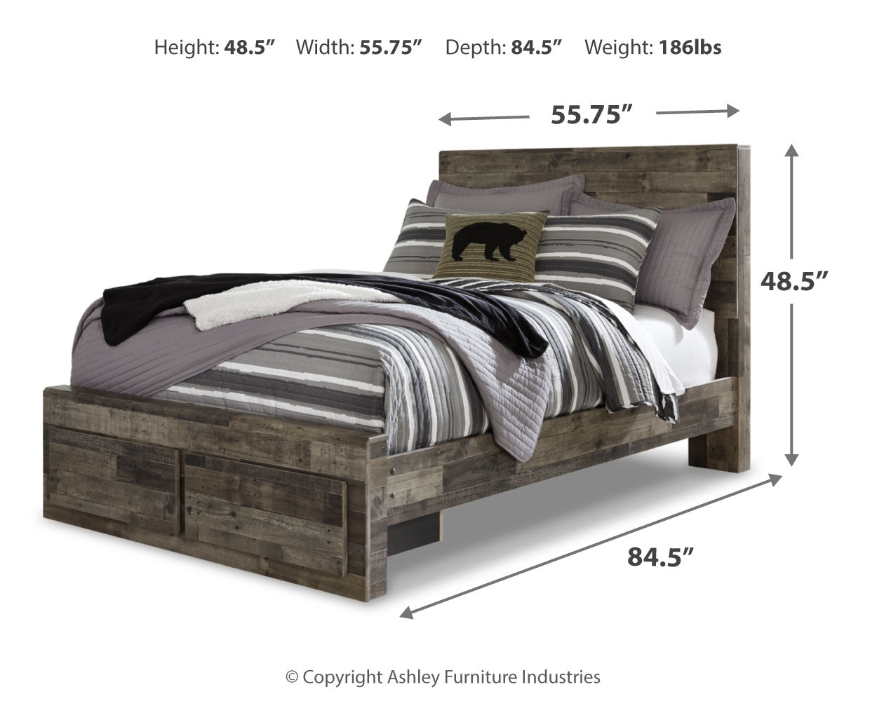 Derekson Multi Gray Full Panel Storage Bedroom Set with Nightstand