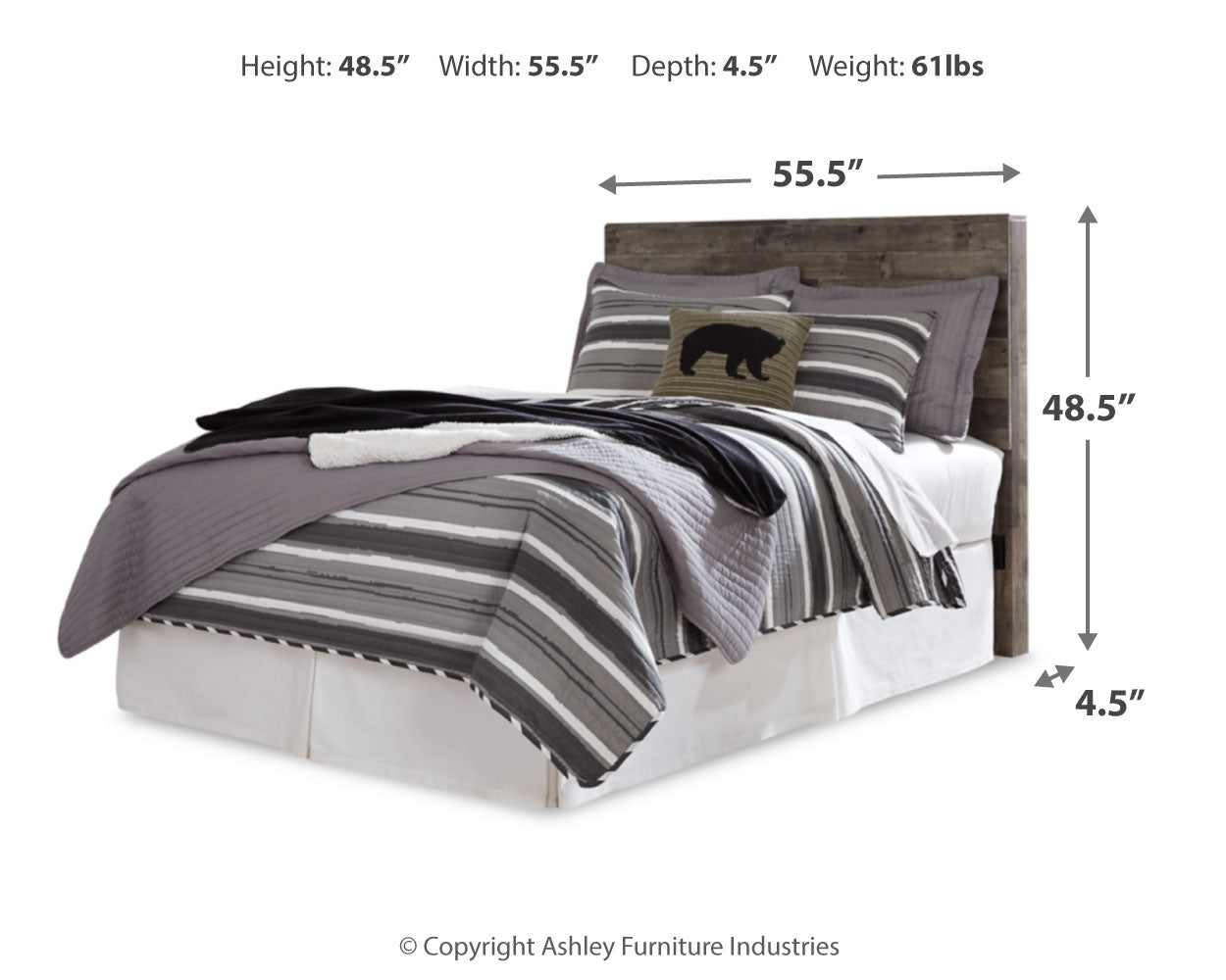 Derekson Multi Gray Full Panel Headboard, Dresser and Nightstand