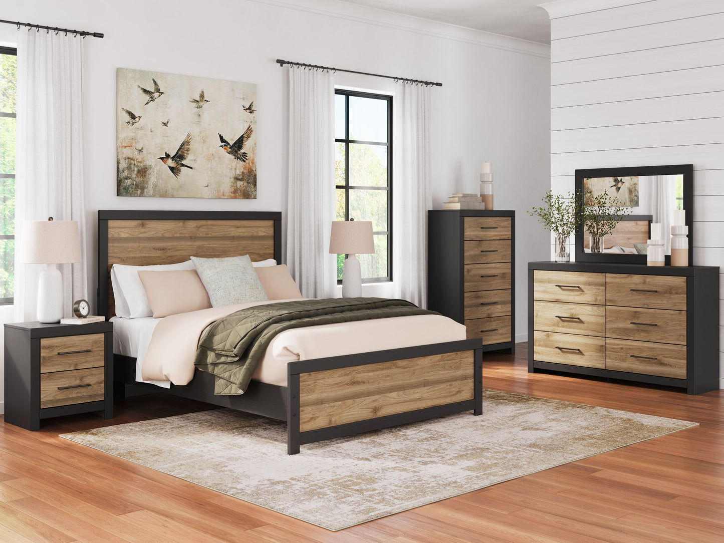 Vertani Queen Panel Bedroom Set with Dresser and Mirror