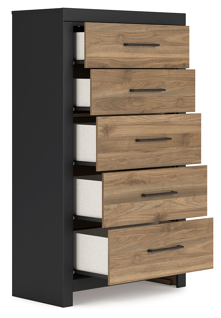 Vertani Black/Honey Brown Chest of Drawers