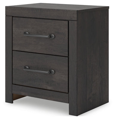Hollivern Dark Gray Two Drawer Nightstand - Ornate Home