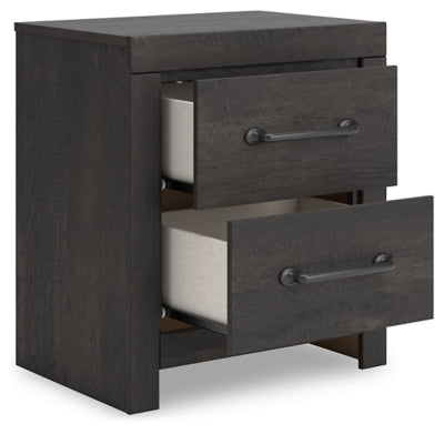 Hollivern Dark Gray Two Drawer Nightstand - Ornate Home