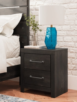 Hollivern Dark Gray Two Drawer Nightstand - Ornate Home