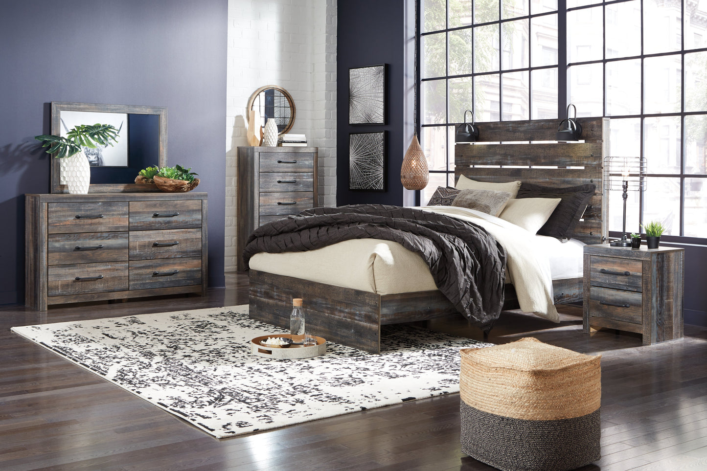 Drystan Multi Queen Panel Bedroom Set with Dresser, Mirror, Chest and Nightstand