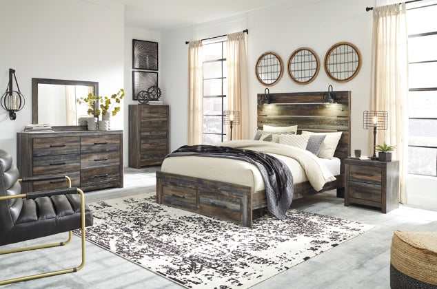 Drystan Multi Tone Queen Panel Bed w/ FB Storage