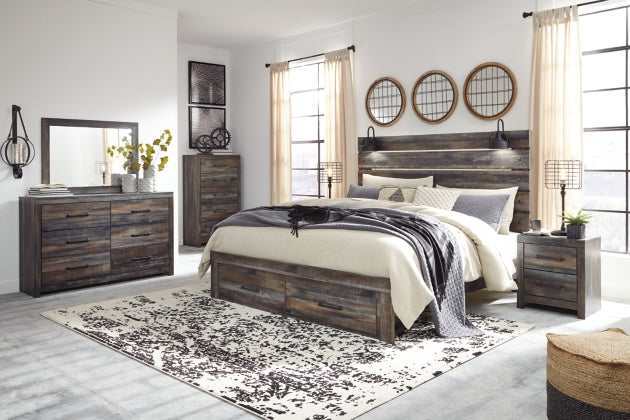 Drystan Multi Tone King Panel Bed w/ FB Storage