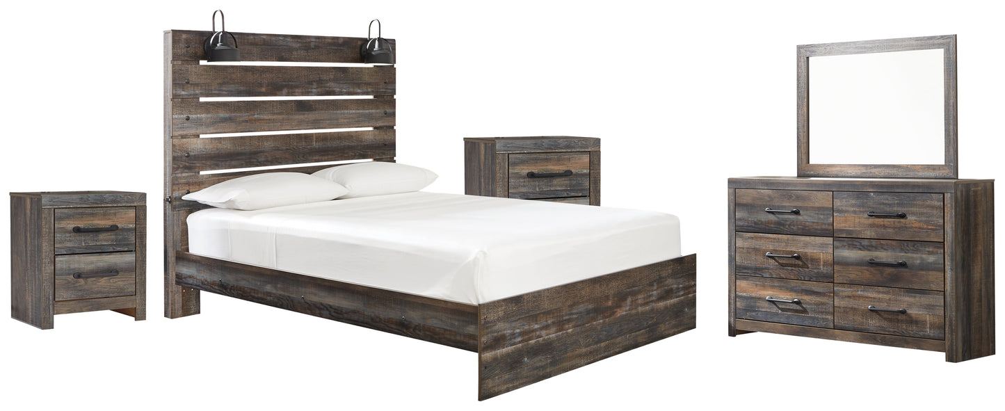 Drystan Multi Queen Panel Bedroom Set with Dresser, Mirror and 2 Nightstands