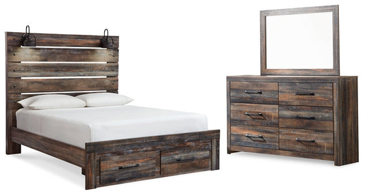 Drystan Multi Queen Panel Storage Bedroom Set with Dresser and Mirror