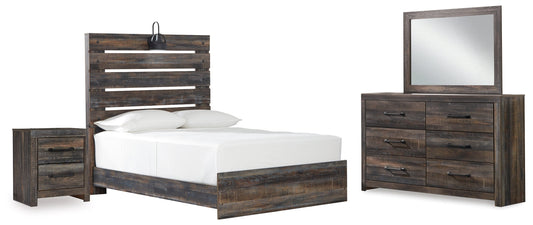 Drystan Multi Full Panel Bedroom Set with Dresser, Mirror, and Nightstand