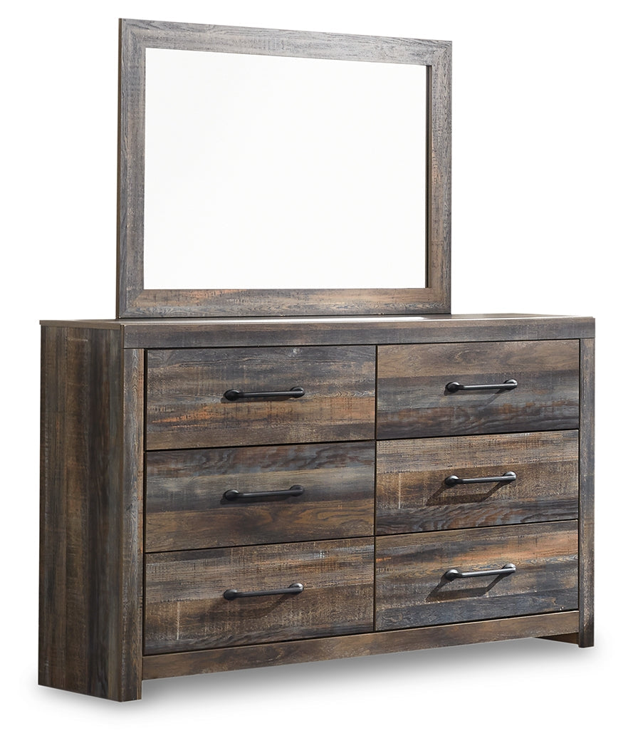 Drystan Multi King Panel Headboard with Metal Frame, Dresser, Mirror, and Nightstand