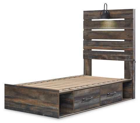 Drystan Multi Tone Twin Panel Bed w/ 4 Storage Drawers