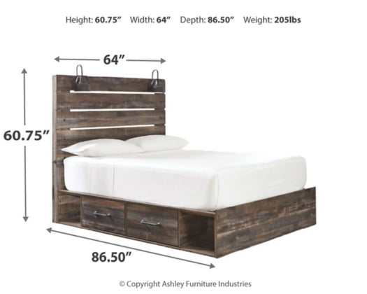 Drystan Multi Tone Queen Panel Bed w/ 2 Storage Drawers