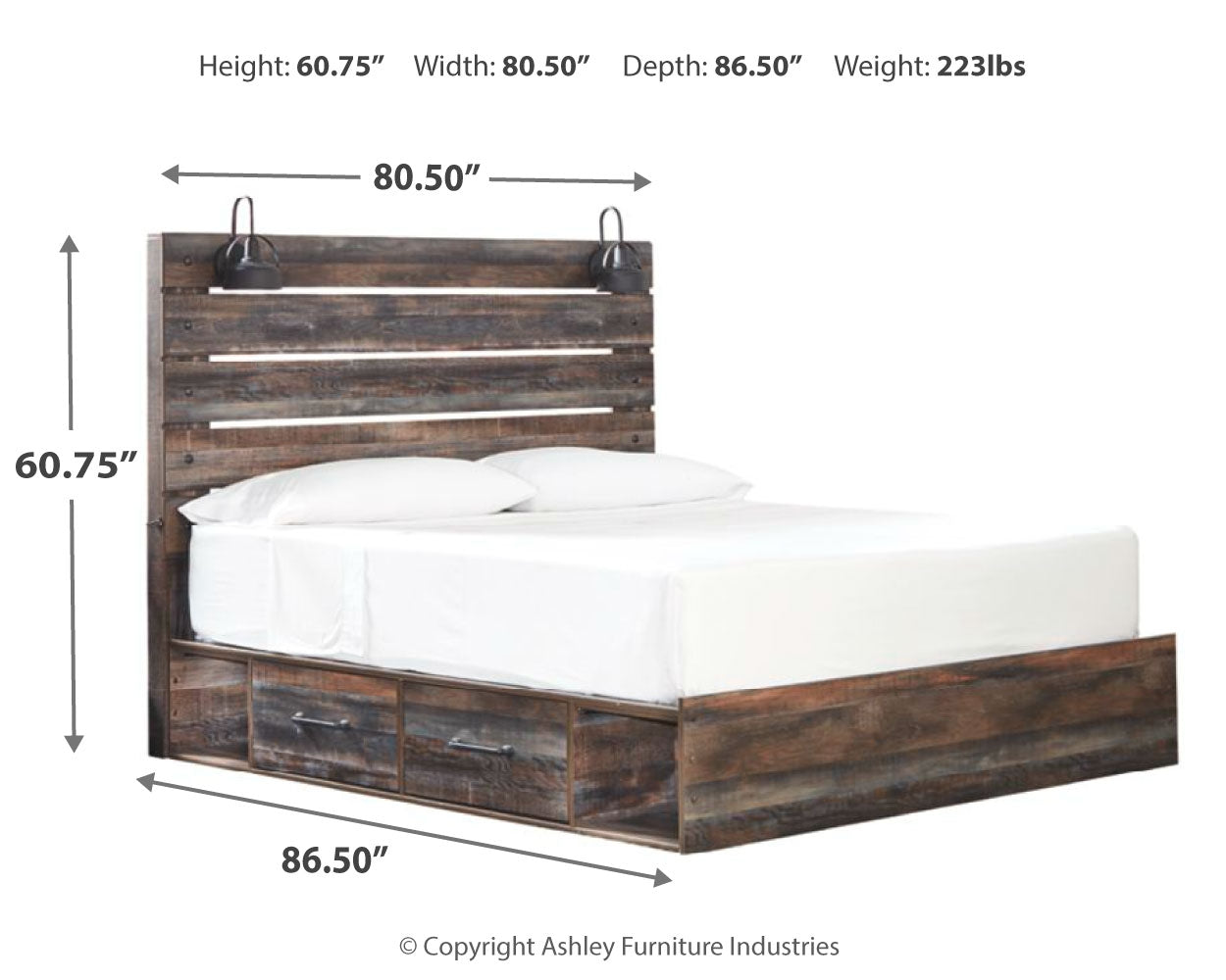 Drystan Multi King Panel Bedroom Set with Storage, Dresser, Mirror and Nightstand