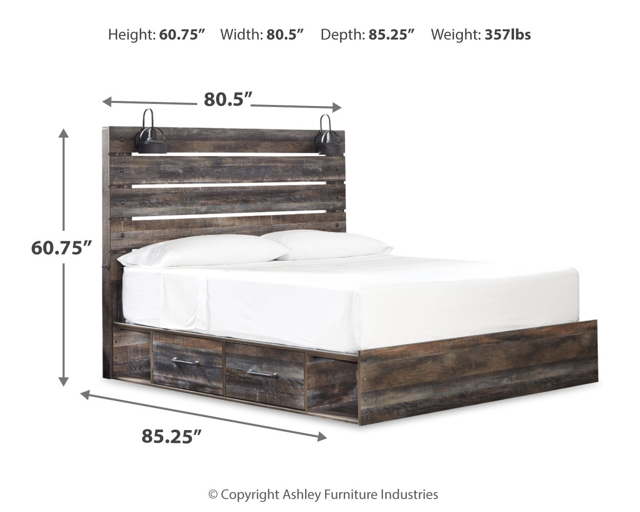 Drystan Multi King Panel Bedroom Set with Storage, Dresser, Mirror, Chest and 2 Nightstands