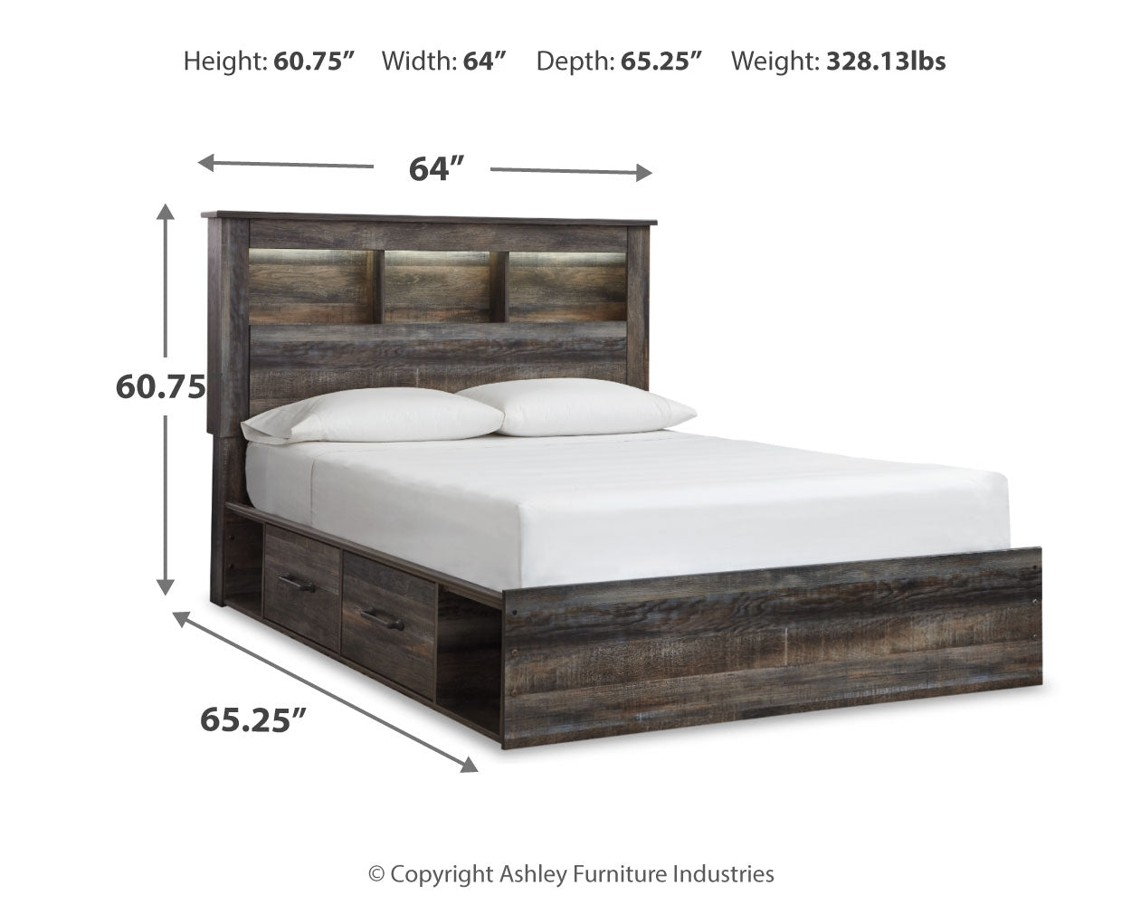 Drystan Multi Queen Bookcase Storage Bedroom Set with Dresser, Mirror, Chest and 2 Nightstands