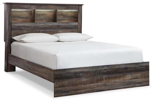 Drystan Multi Tone Queen Bed w/ Bookcase HB