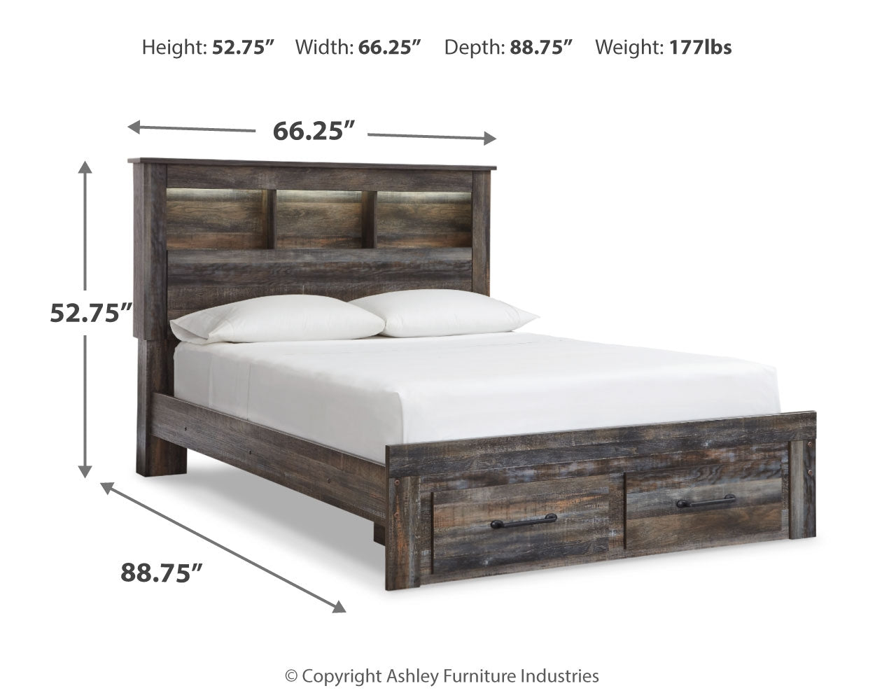 Drystan Multi Queen Bookcase Storage Bedroom Set with Dresser, Mirror, Chest and 2 Nightstands