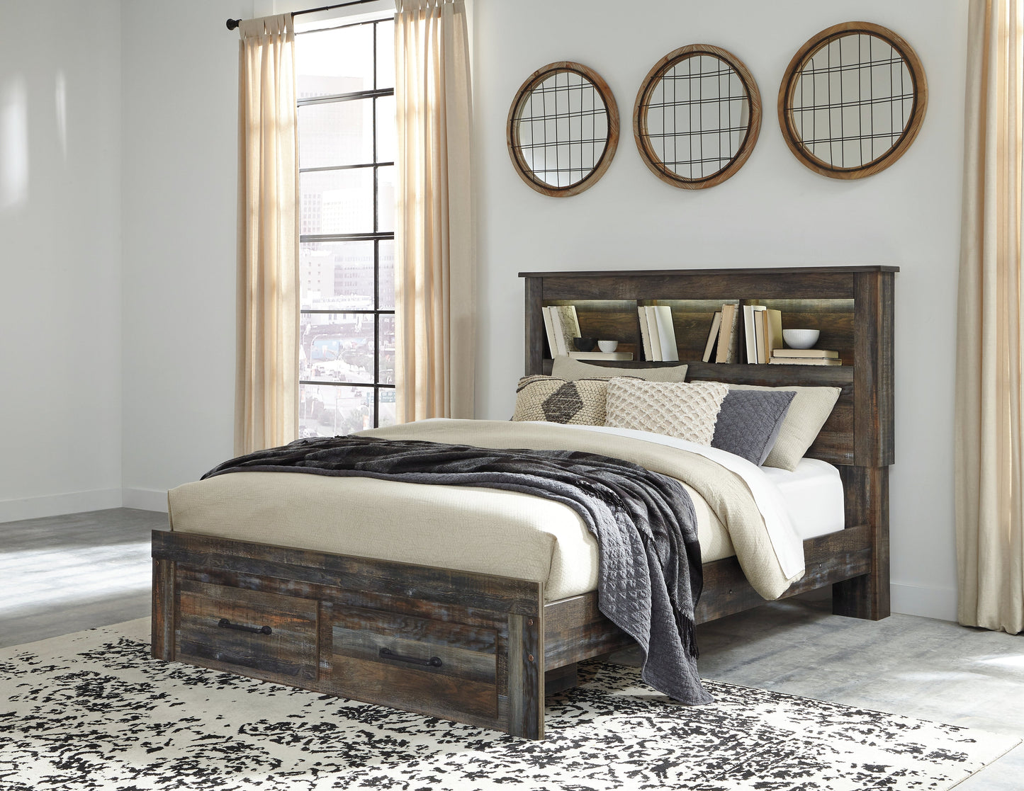 Drystan Multi Queen Panel Storage Bedroom Set with Dresser and Mirror