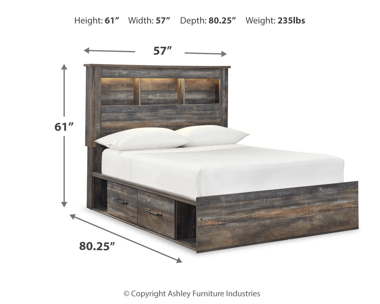 Drystan Multi Full Panel Bookcase Bedroom Set with with Storage, Dresser and Mirror