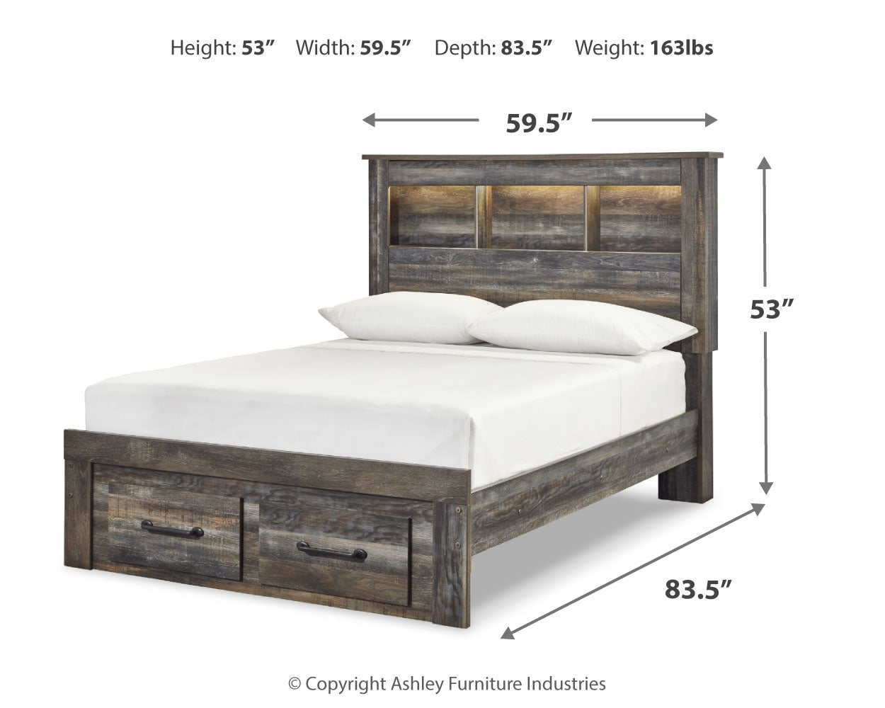 Drystan Multi Full Bookcase Storage Bedroom Set with Dresser and Mirror