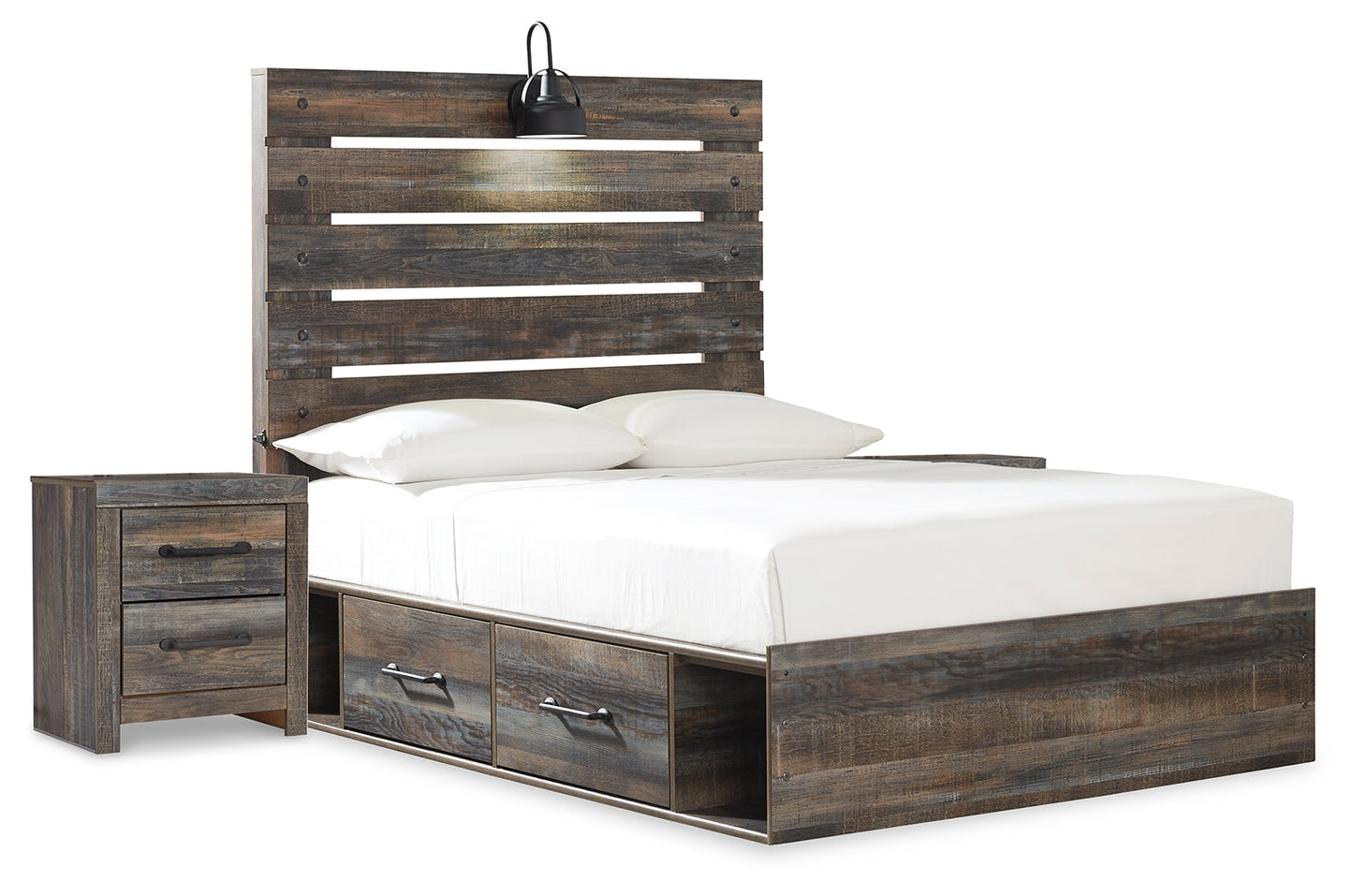 Drystan Multi Full Panel Bedroom Set with 2 Nightstands