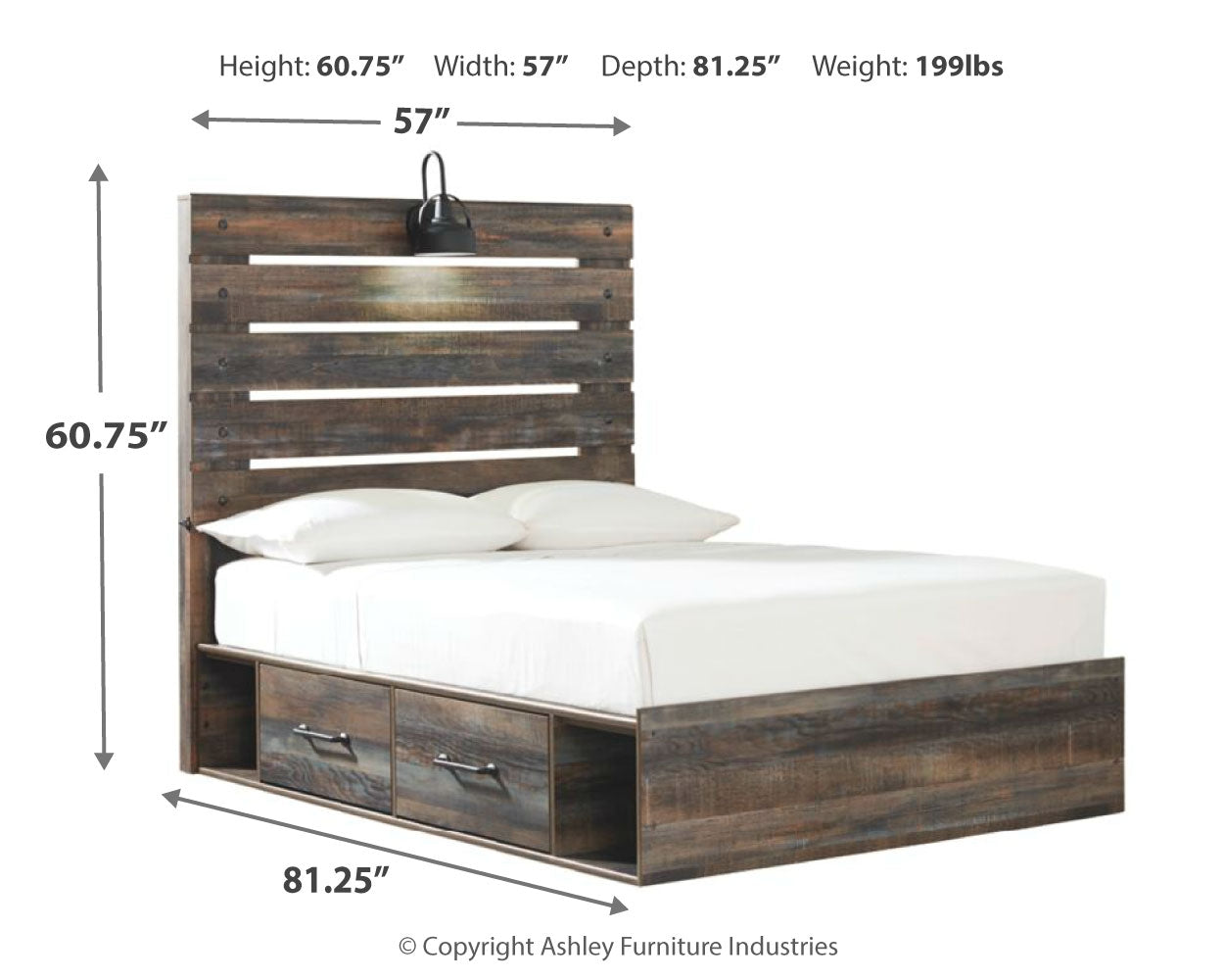 Drystan Multi Full Panel Bedroom Set with 2 Nightstands