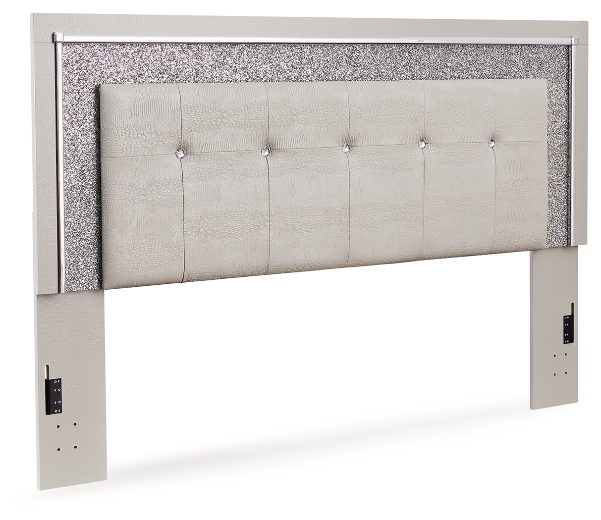 Zyniden King Upholstered Panel Headboard, Dresser and Mirror