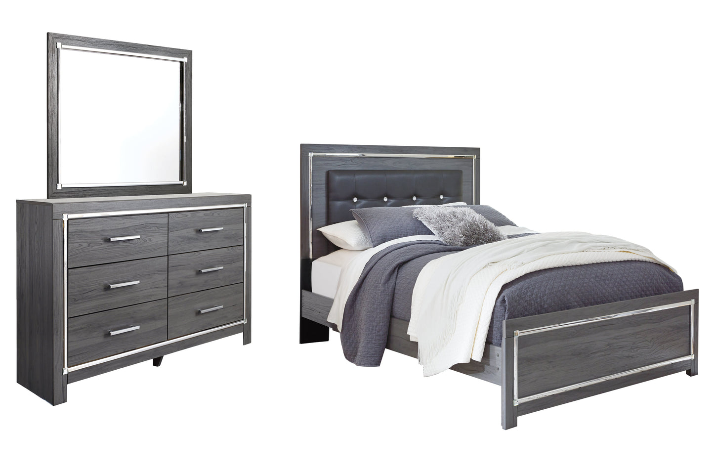 Lodanna Gray Queen Panel Bedroom Set with Dresser and Mirror