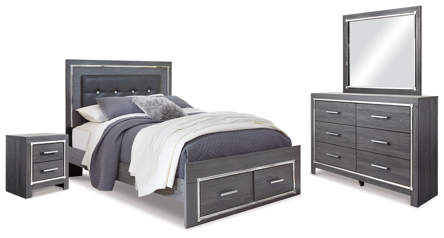 Lodanna Gray Queen Storage Bedroom Set with Dresser, Mirror and 2 Nightstands