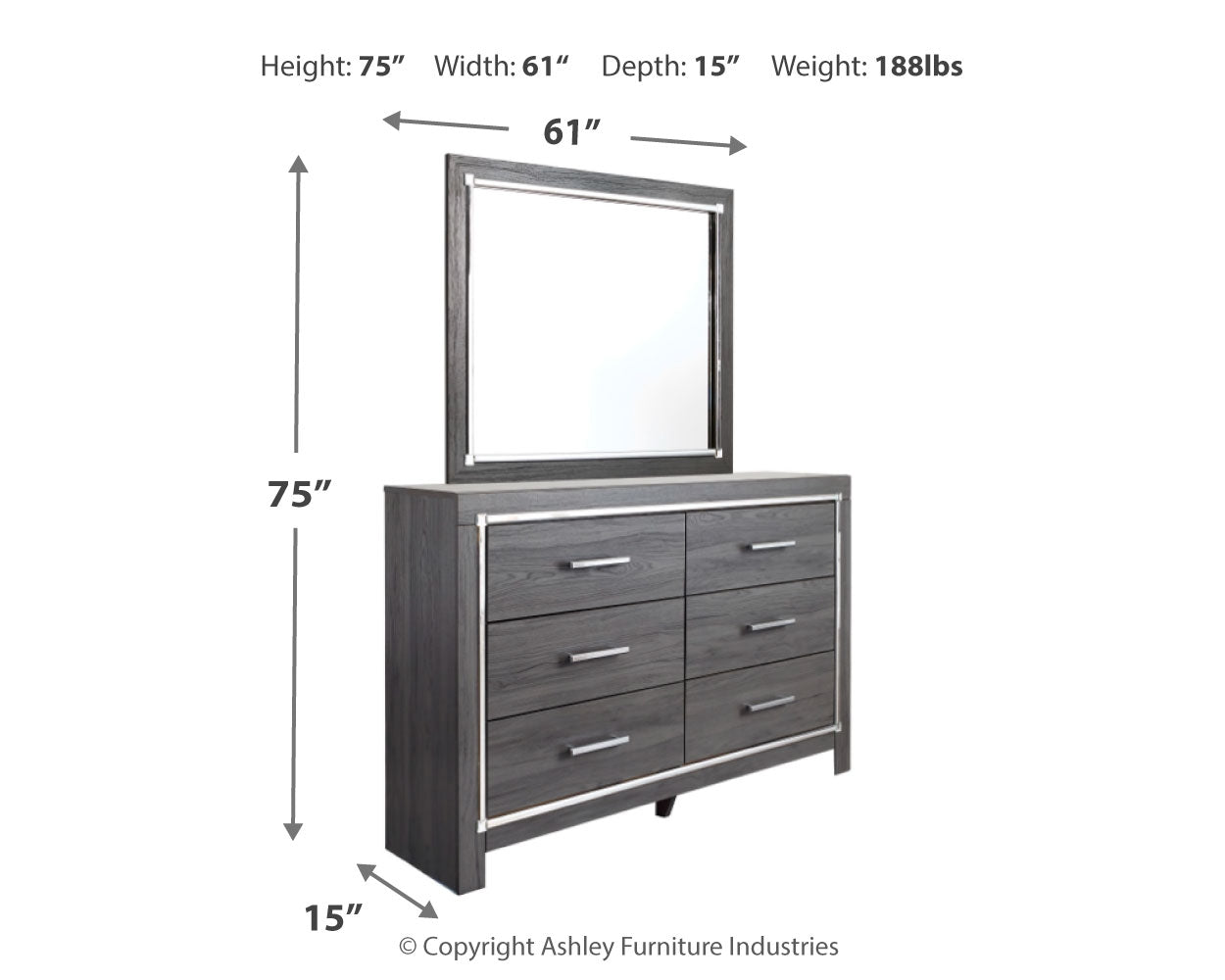 Lodanna Gray Queen Panel Storage Bedroom Set with Mirrored Dresser and Nightstand