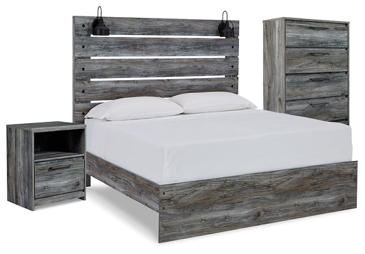 Baystorm Gray Queen Panel Bedroom Set with Chest and Nightstand