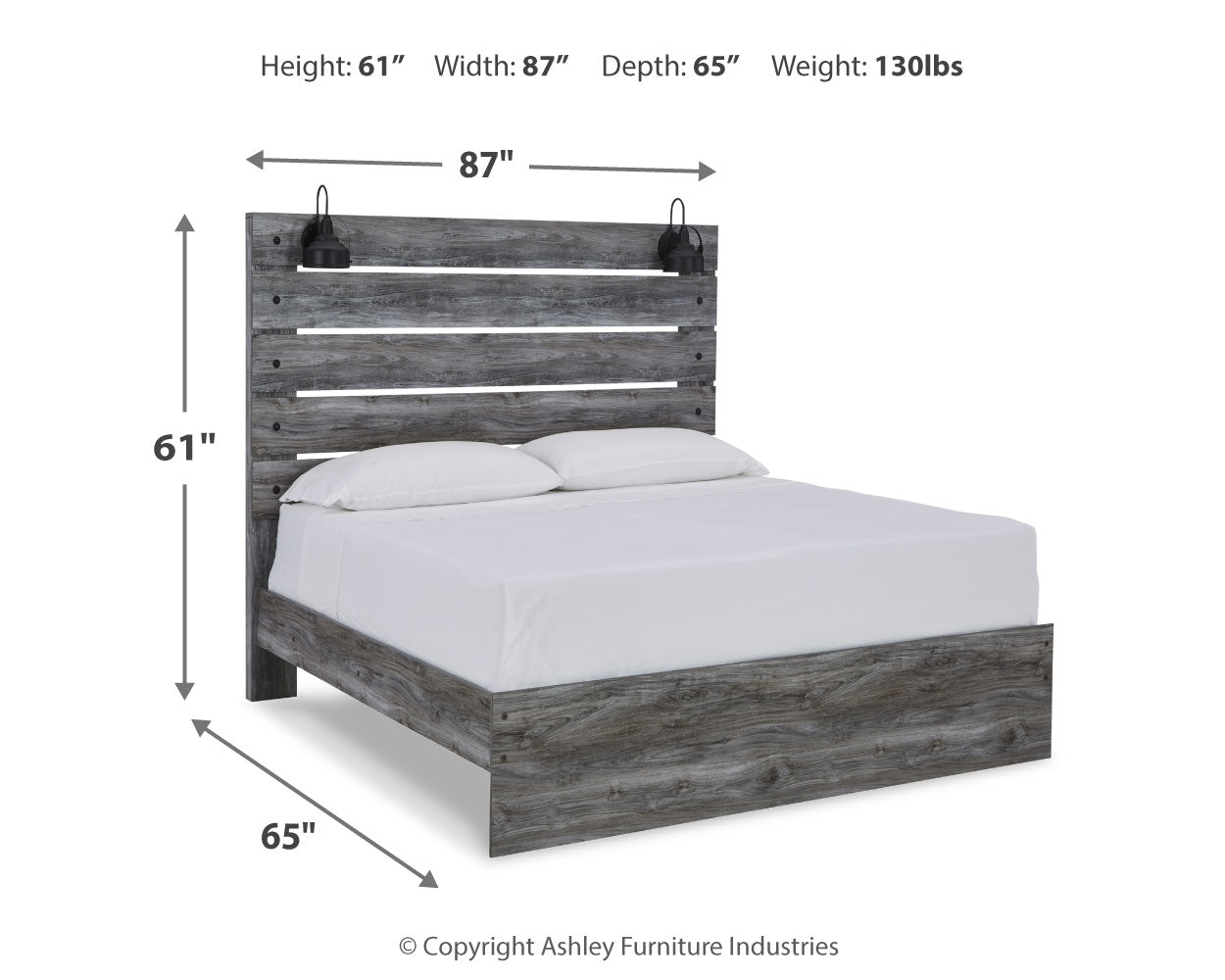 Baystorm Gray Queen Panel Bedroom Set with Dresser, Mirror and Chest