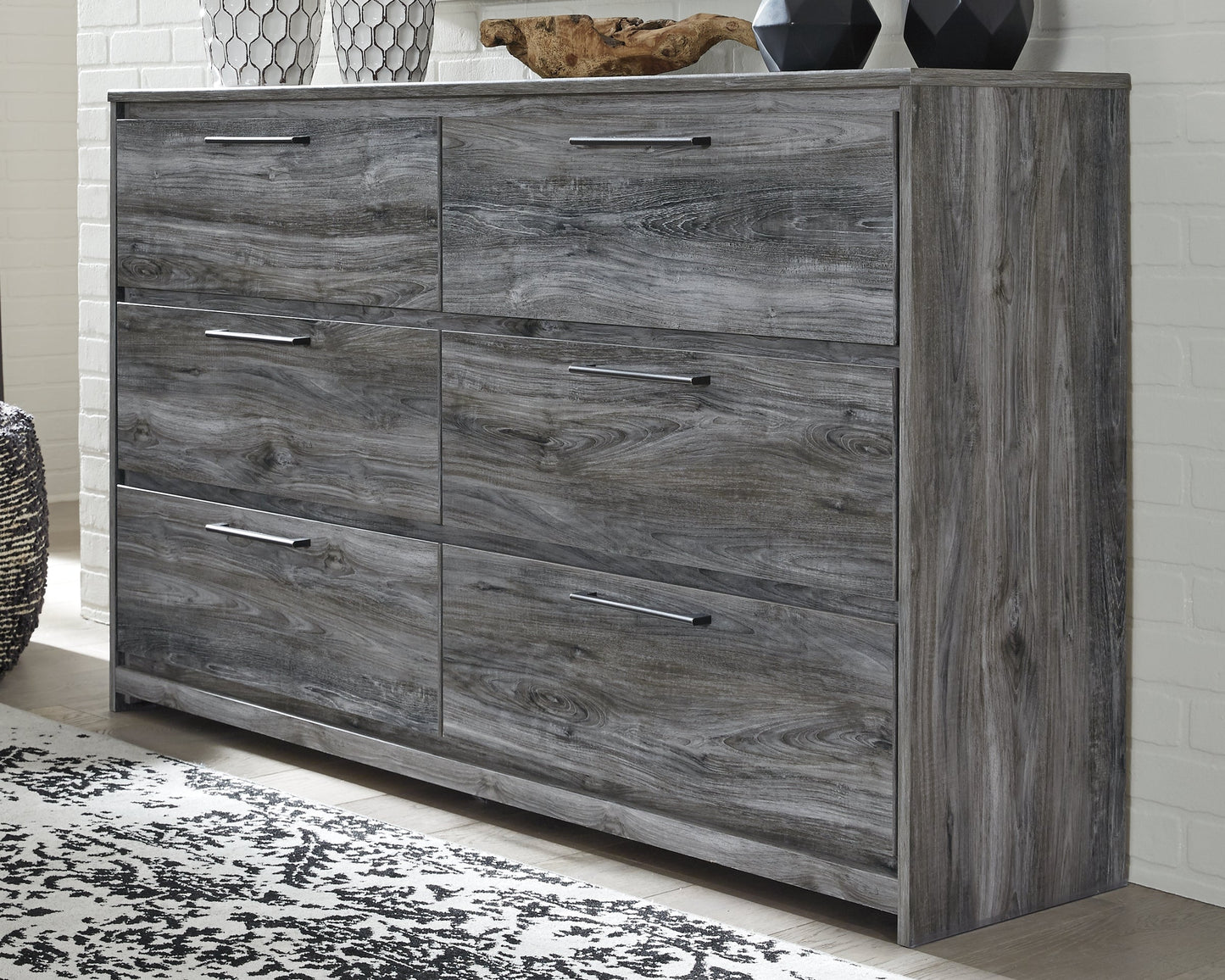 Baystorm Gray King Panel Bedroom Set with Dresser, Mirror, and Nightstand