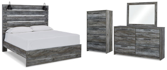 Baystorm Gray Queen Panel Bedroom Set with Dresser, Mirror and Chest