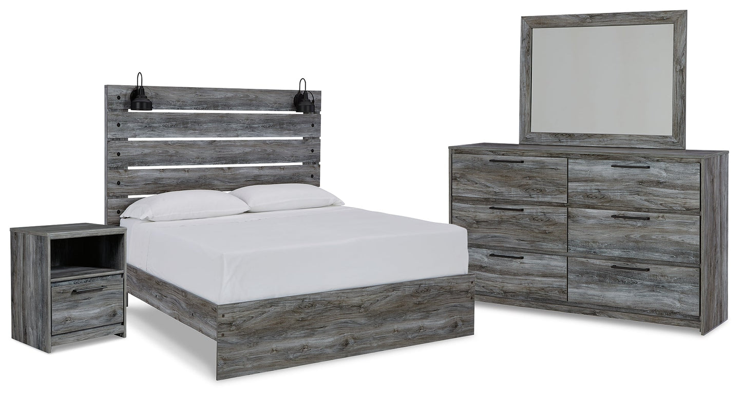 Baystorm Gray Queen Panel Bedroom Set with Dresser, Mirror and Nightstand