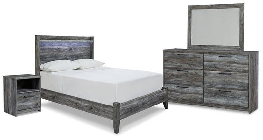 Baystorm Gray Full Panel Bedroom Set with Dresser, Mirror and Nightstand