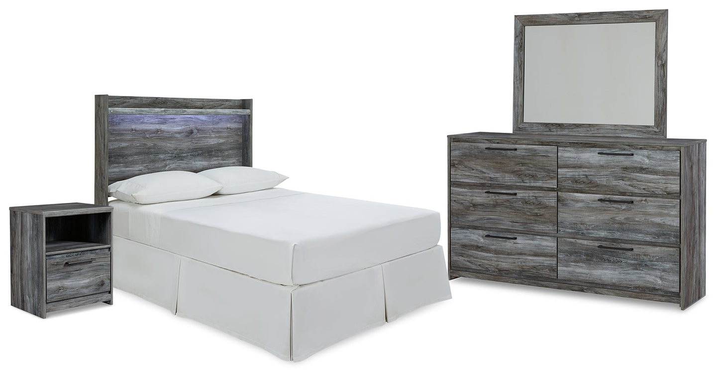 Baystorm Gray Full Panel Bed Headboard, Dresser, Mirror and Nightstand