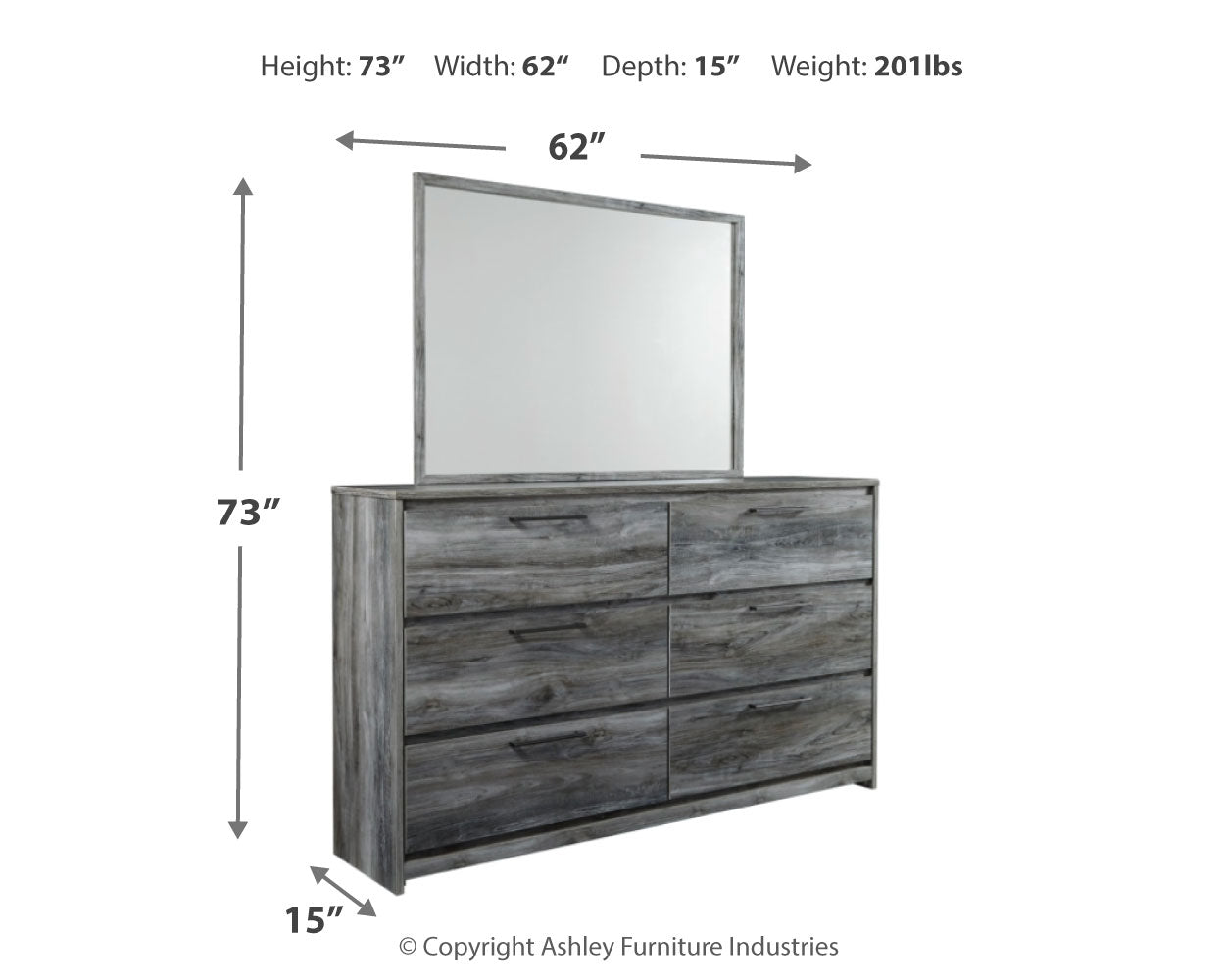 Baystorm Gray Twin Panel Bed Headboard, Dresser, Mirror and Nightstand