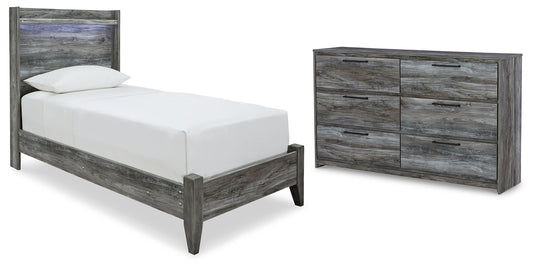 Baystorm Gray Twin Panel Bedroom Set with Dresser