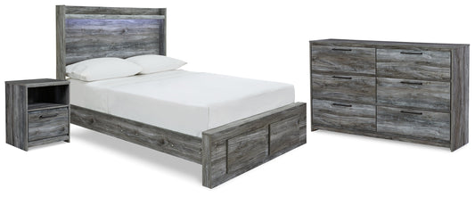 Baystorm Gray Full Panel Storage Bedroom Set with Dresser and Nightstand