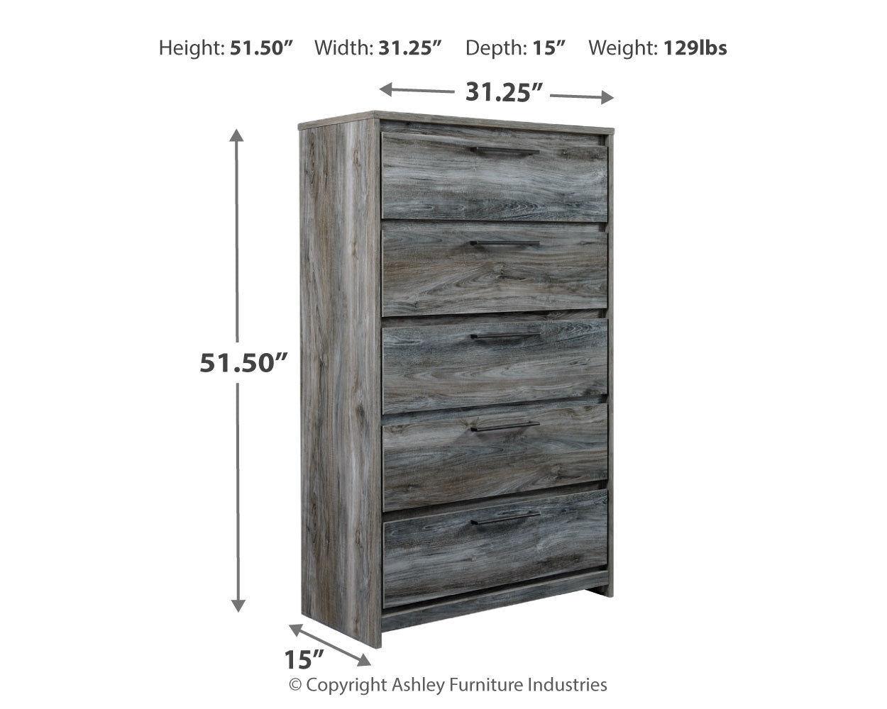 Baystorm Gray Queen Panel Storage Bedroom Set with Chest