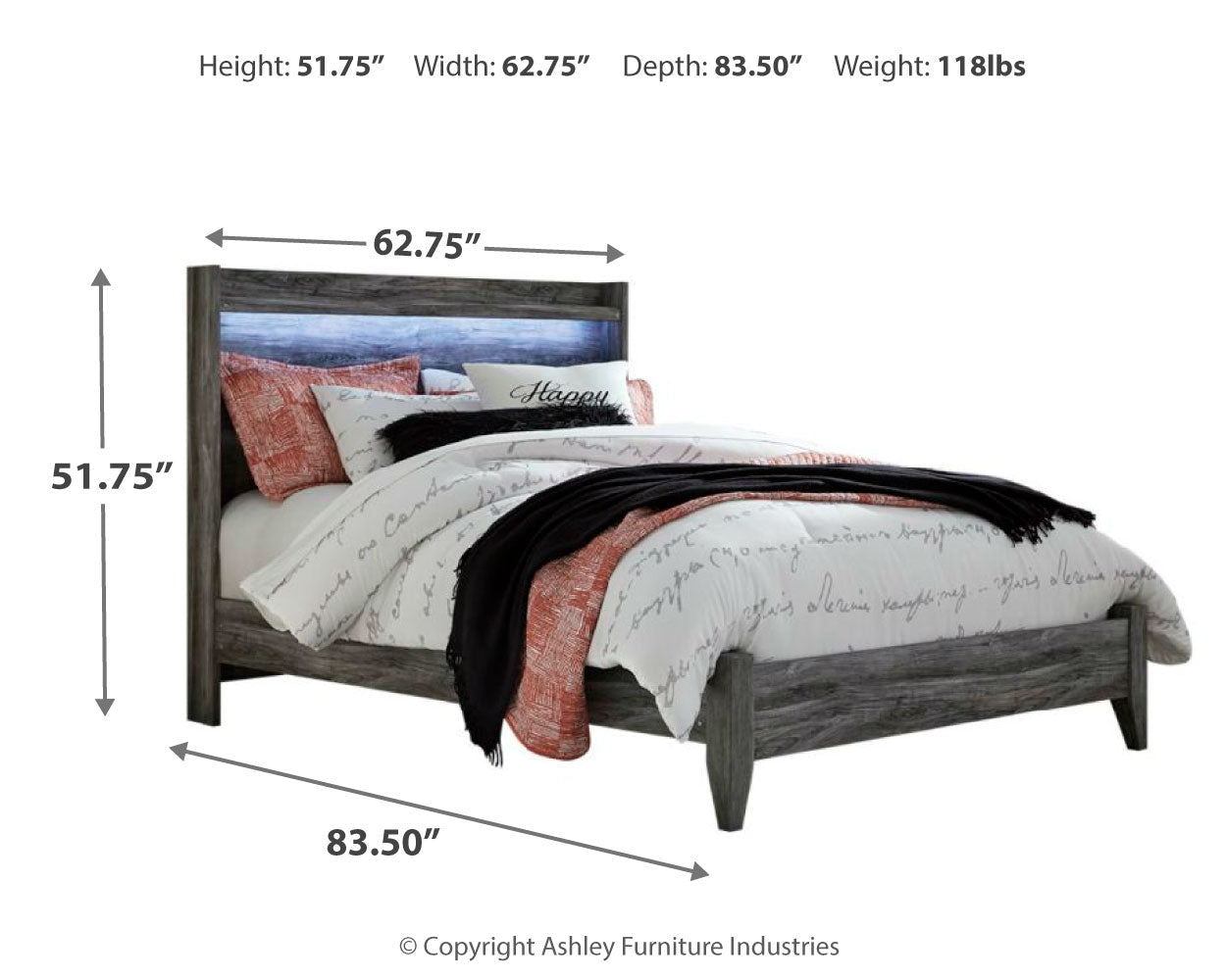 Baystorm Gray Queen Panel Bedroom Set with Dresser, Mirror and Nightstand