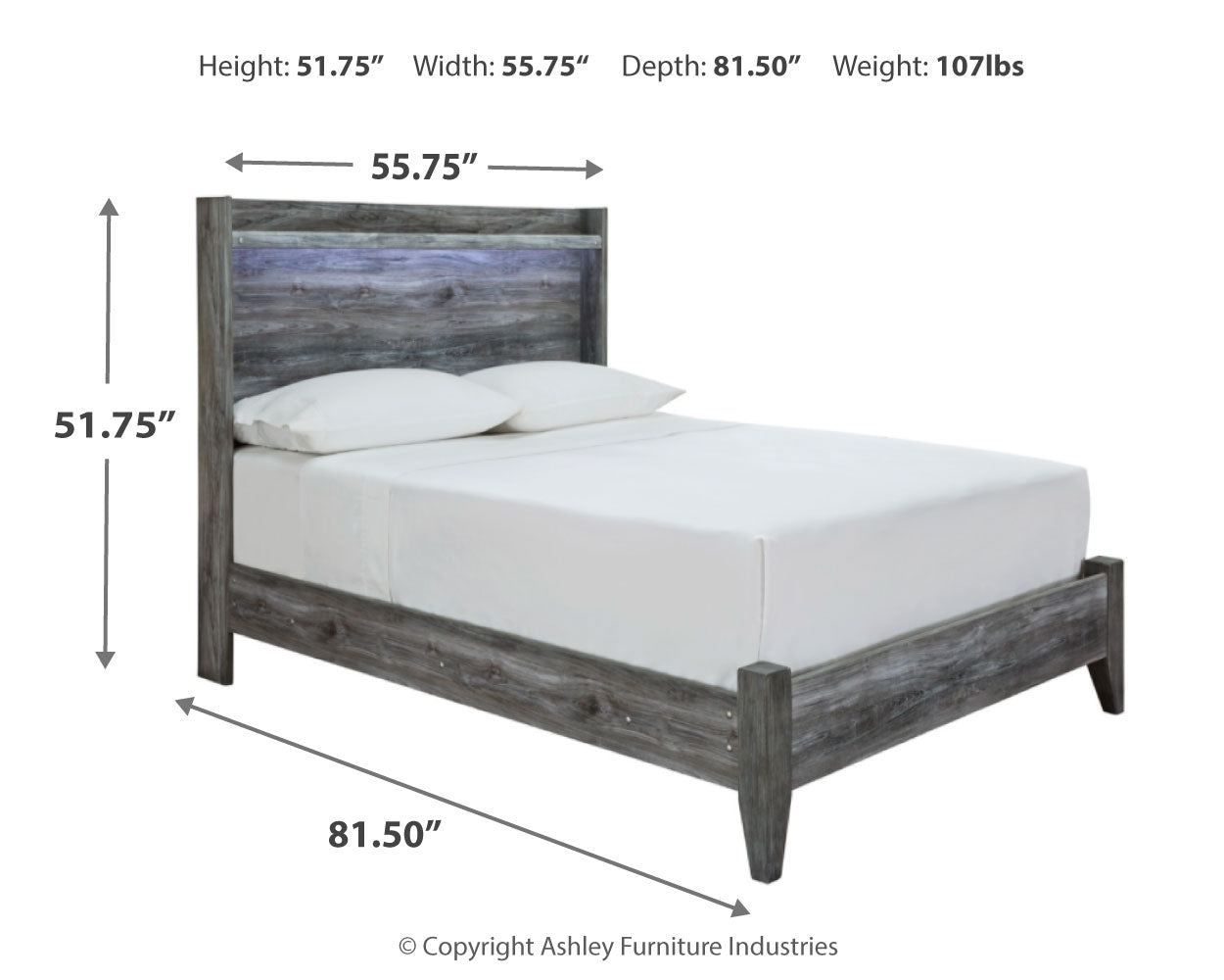 Baystorm Gray Full Panel Bedroom Set with Dresser, Mirror and Nightstand